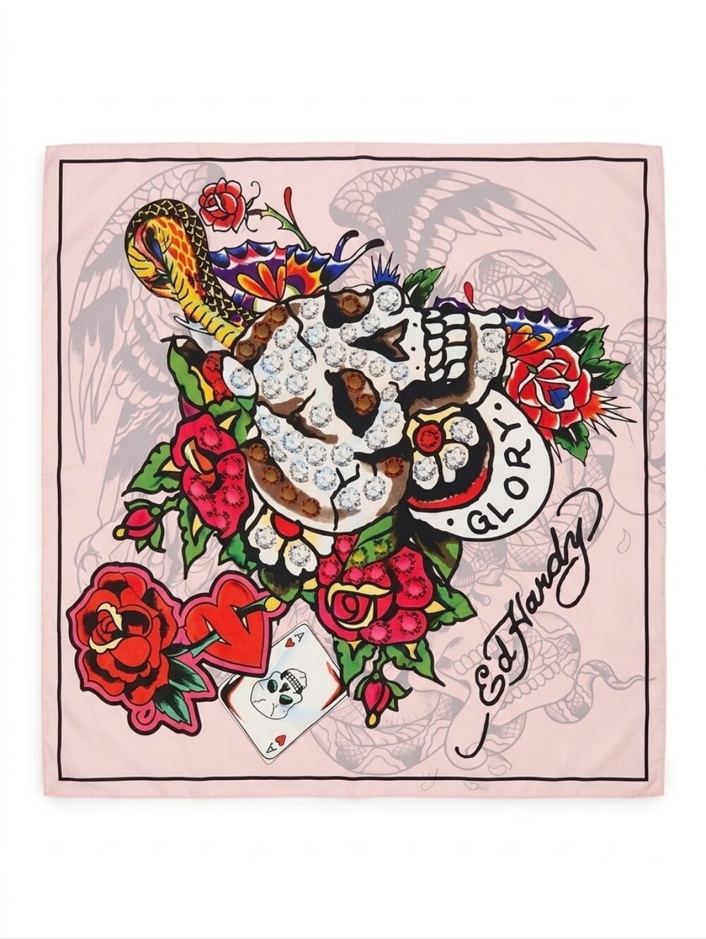 Ed Hardy Pink Floral Skull Glory Print Women's Skirt